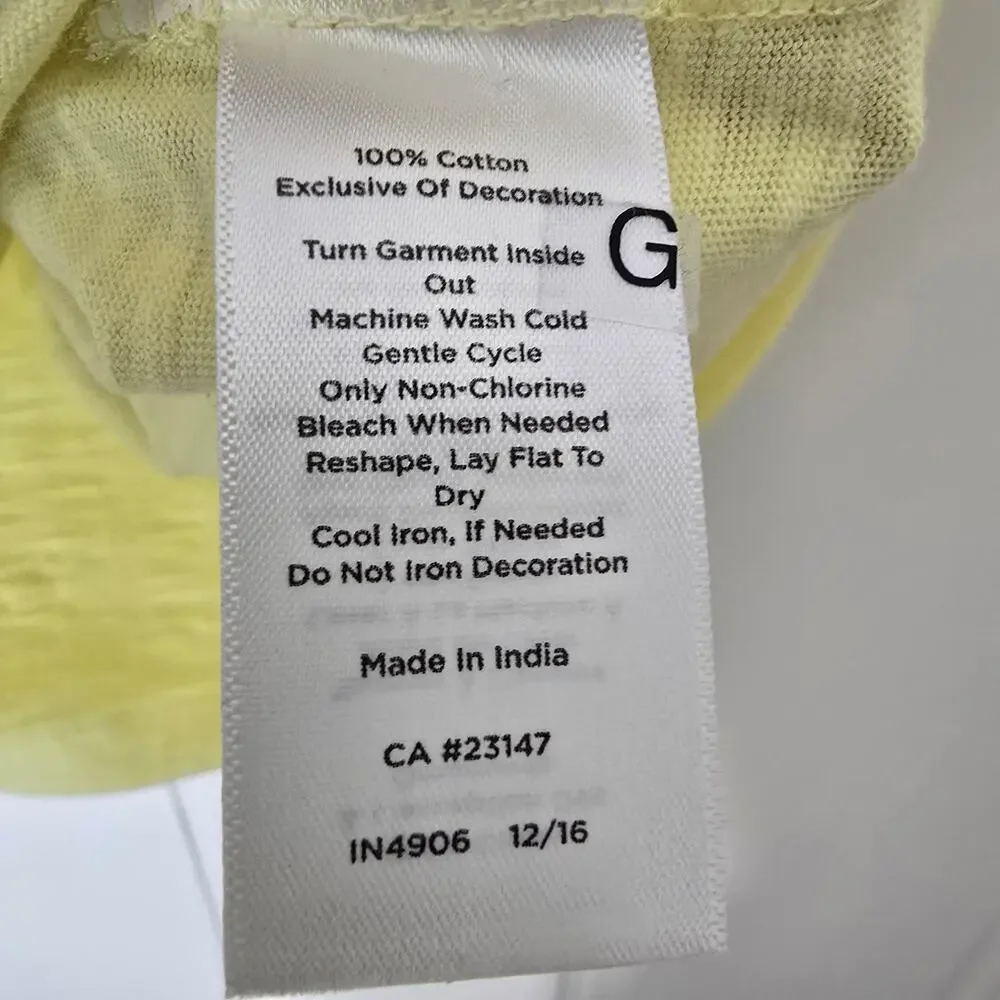 Talbots Petite Sequin Flamingo Tee Shirt Yellow Casual Beach Vacation Size LP - Picture 6 of 8